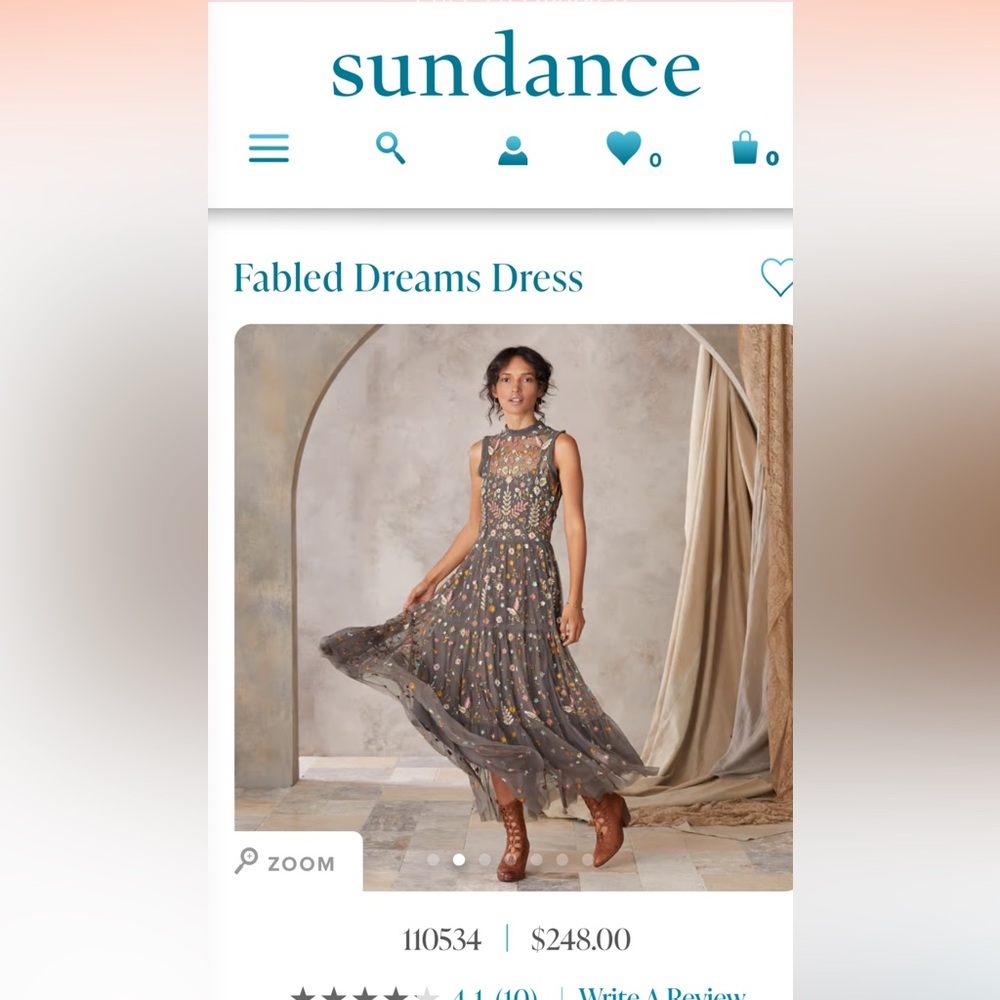 Sundance Fabled Dreams Floral Midi Dress in Gray
